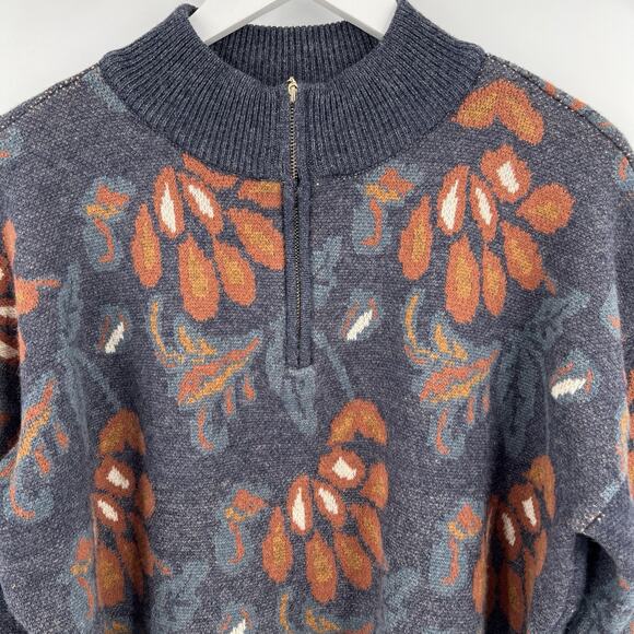 Current Air Anthropologie Sweater Jacquard Half Zip Denim Blue Multi Size Medium - Picture 4 of 10